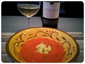 Gazpacho Served with Apologia Bianco from Valais Switzerland