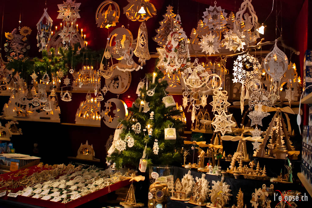 Carved Wood Ornaments and Lights