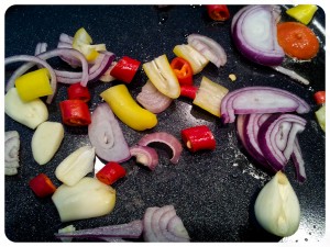 Sautéed Peppers, Onions and Garlic for Gazpacho